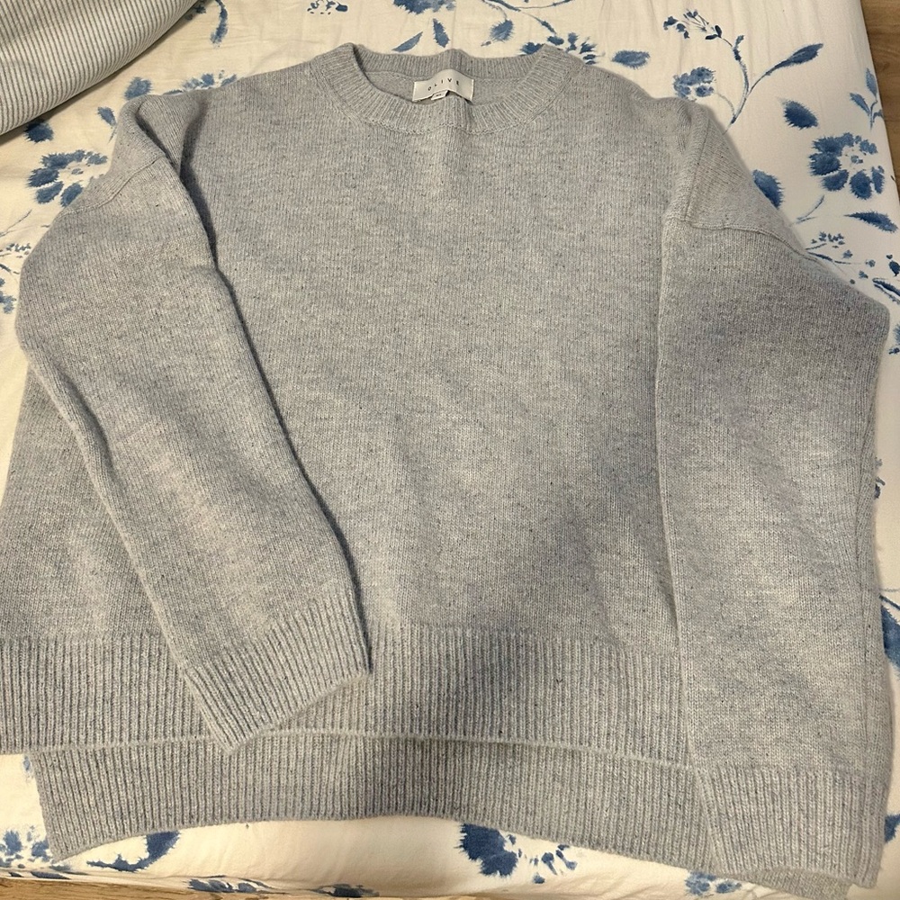 Women's Light Blue Crew Neck Sweater - Picture 2 of 4